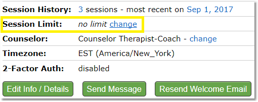 Session Limit change link
