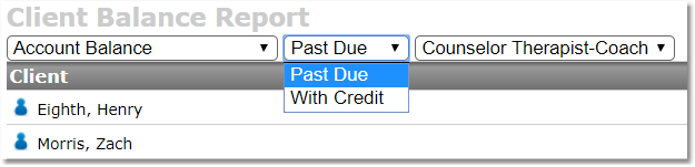 Billing Past Due drop-down