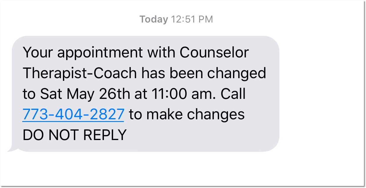 Session Re-Scheduled Text