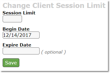 Session Limit change page