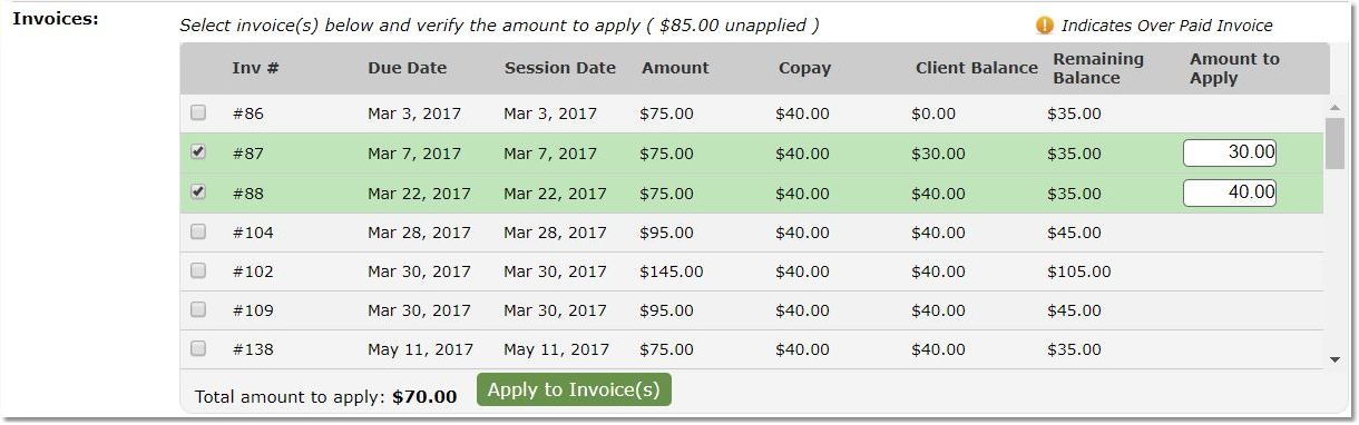 Apply Payment to Invoices